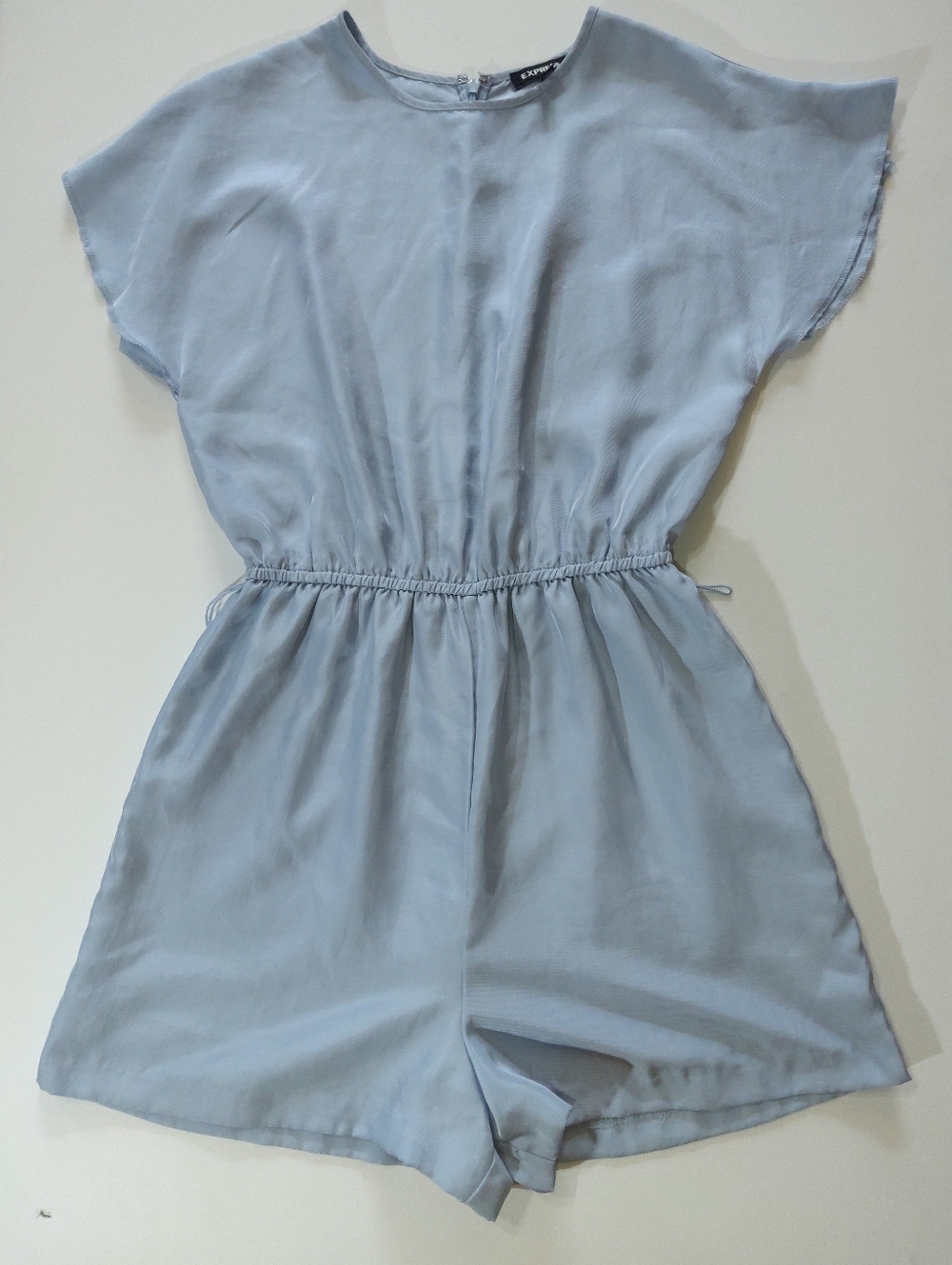 Express Romper Womens S/P Light Blue Flowy Cap Sleeve Summer Boho Festival Wear